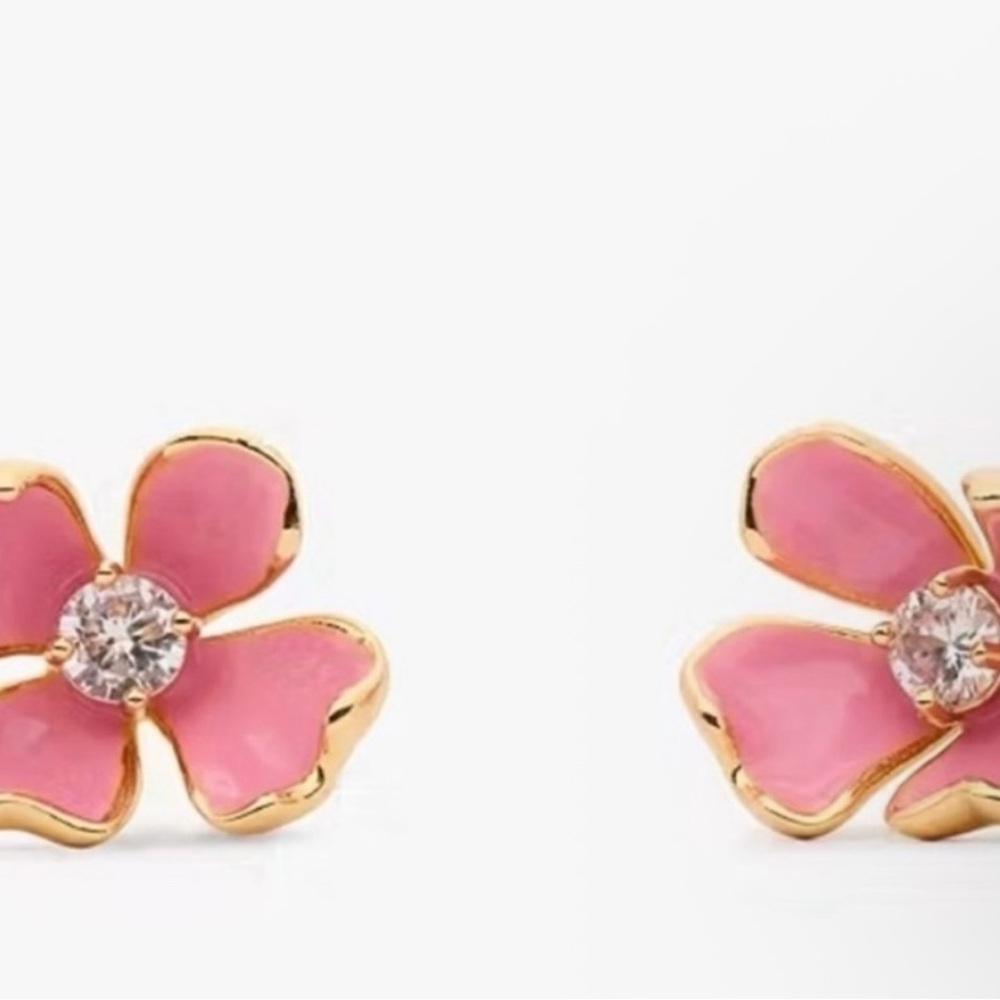 Kate Spade Pink and Gold Flower Earrings - Picture 3 of 4